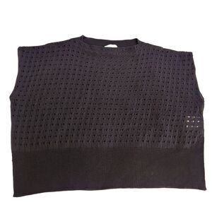 Hache navy blue laser cut  large crew neck sleeveless  top size 42 large